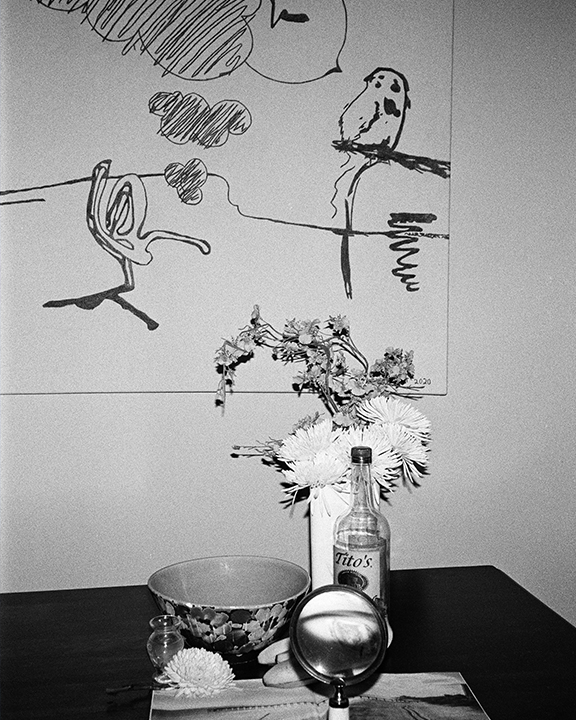 Film Photo of Drawing for luz with Still life